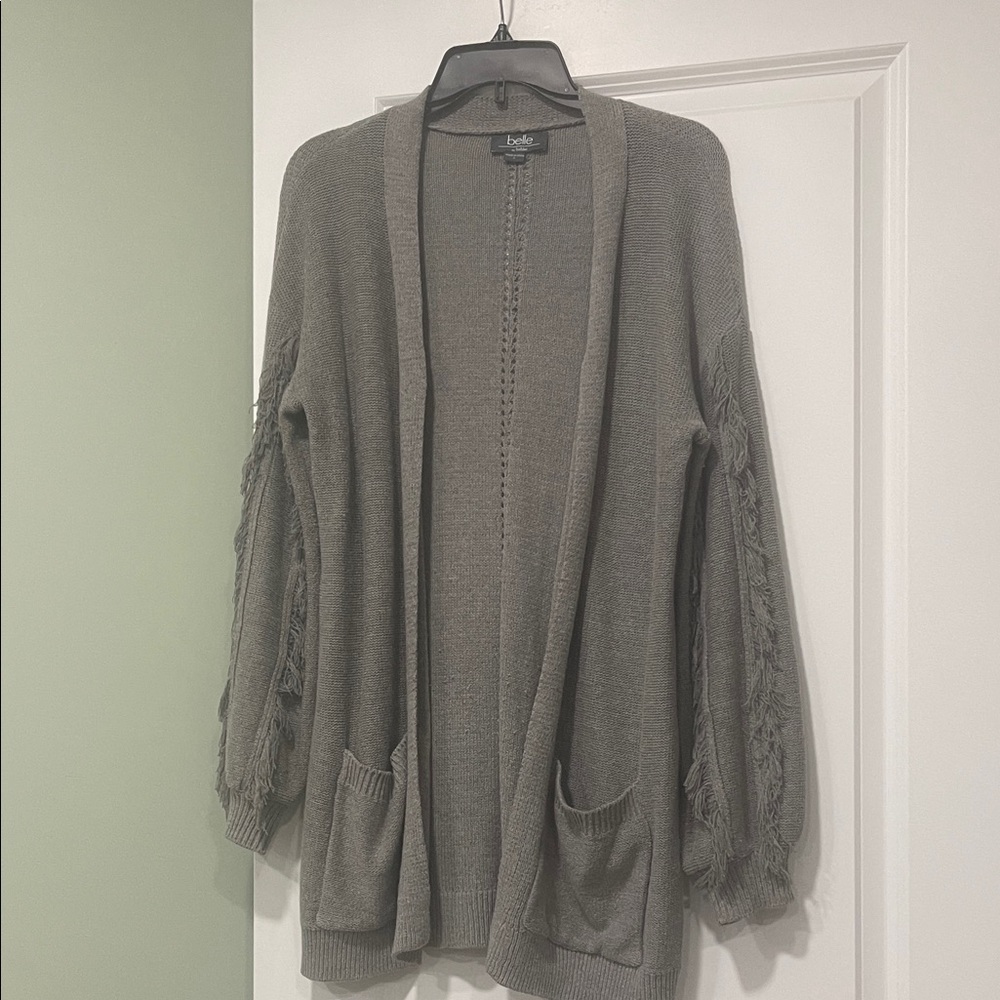 Gray Open-Front Cardigan